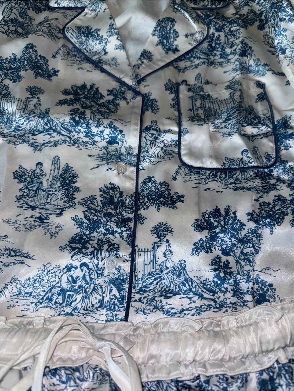 New Women's Blue Toile Short Pajama Set SZ MD - Picture 11 of 12